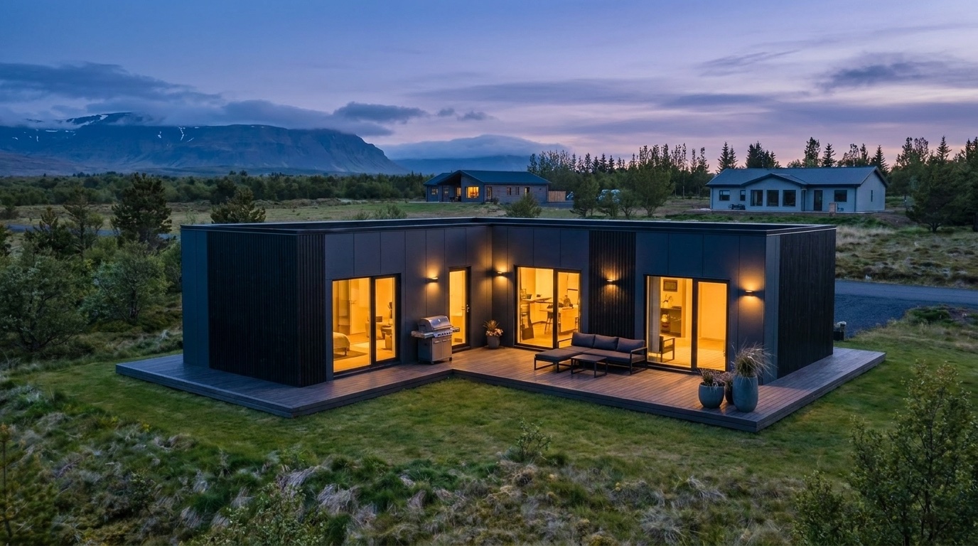 KUBO 83 L-laga hús með verönd í ljósaskiptunum